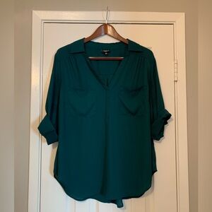 Torrid Harper Collard 3/4 Sleeve Green Blouse